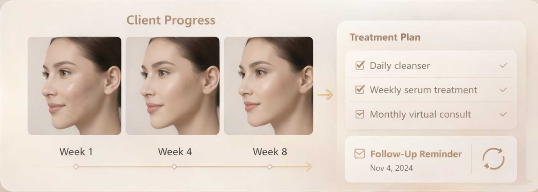 Skin progress tracking — before and after comparison
